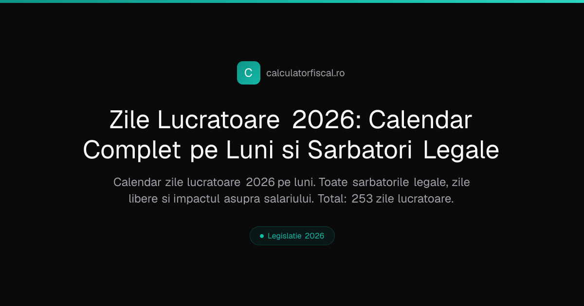 Zile Lucratoare 2026: Calendar Complet pe Luni si Sarbatori Legale